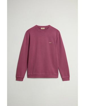 Woolrich Sudadera De Cuello Redondo De Puro Algodón Teñida En Prenda Con Logotipo Para Hombre Talla - Rosa