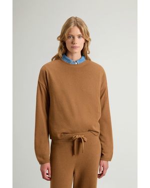 Woolrich Jersey De Cuello Redondo De Mezcla De Lana Y Cachemira Para Mujer Talla - Marrón