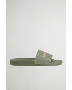 Woolrich Uomo Sandali Slide Con Logo Verde Taglia