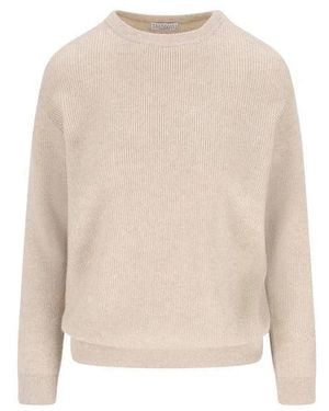 Brunello Cucinelli Cashmere Crewneck Knitwear - Natural
