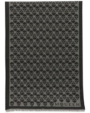 McQueen Wool Cotton Silk Scarf - Black