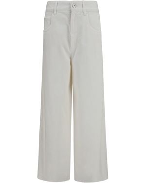Brunello Cucinelli High-Rise Palazzo Jeans Panama - Gray