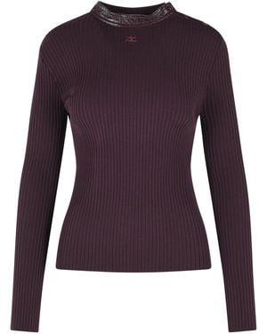 Courreges Burgundy Viscose Blend Sweater - Purple
