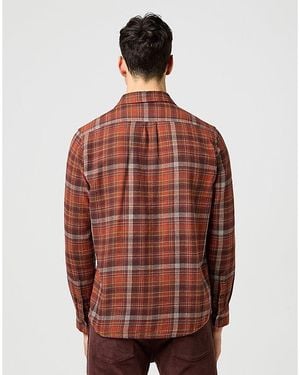 Wrangler Regular 1 Pocket Flannel Shirt - Red