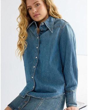Wrangler Regular Drama Collar Shirt Größe - Blau