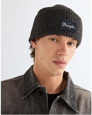 Wrangler Ribbed Wool Beanie - Black