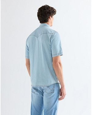 Wrangler Regular Short Sleeve Western Shirt - Blue
