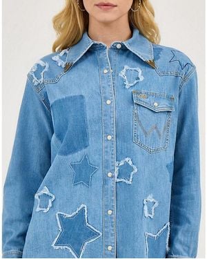Wrangler Lainey Wilson Starry Western Snap Shirt - Blue