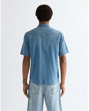 Wrangler Regular Short Sleeve Western Shirt - Blue