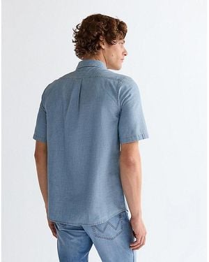 Wrangler Regular Short Sleeve Chambray Shirt - Blue
