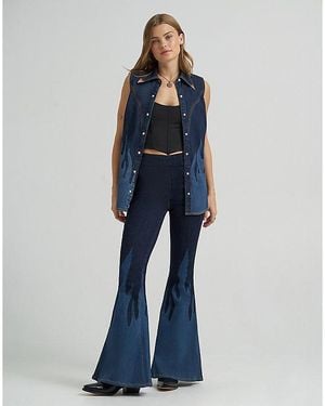 Wrangler Lainey Wilson X Flame Pull On Flare Jean Size 24 X32 - Blue