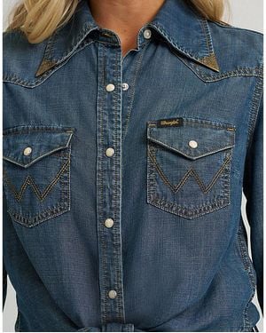Wrangler X Lainey Wilson Tie Front Shirt - Blue
