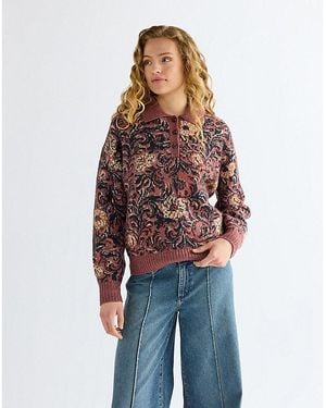 Wrangler Regular Ranch Floral Polo Sweater Größe - Rot