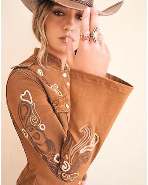 Wrangler Lainey Wilson Embroidered Utility Jacket Monk's Robe - Brown