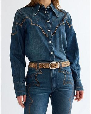 Wrangler Snake Leather Belt - Blue