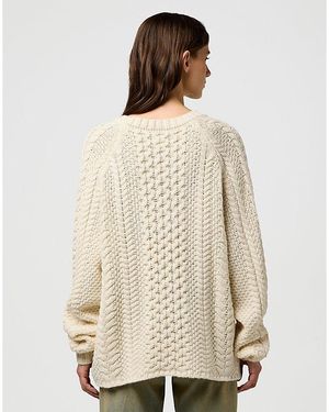 Wrangler Relaxed V Neck Cable Knit - Natural