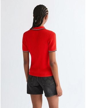 Wrangler Slim Quarter Zip Polo - Red