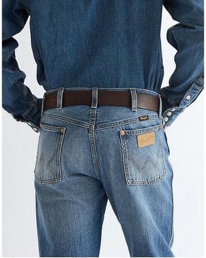 Wrangler Oversized Buckle Leather Belt - Blue