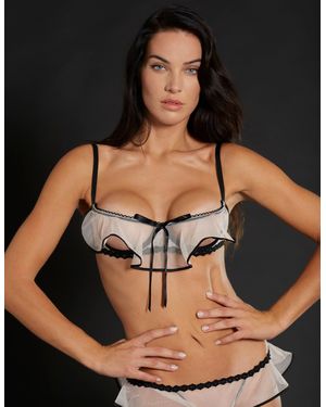 Yamamay Carioca con ferretto e coppe scoperte in tulle Privé - Flirt - Nero