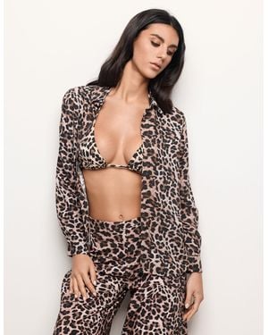 Yamamay Camicia da donna a maniche lunghe con stampa animalier Marianna - Neutro