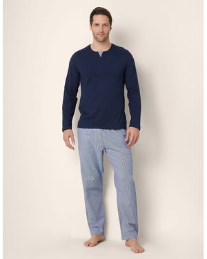 Yamamay Pigiama lungo in cotone uomo Daily Pajamas - Blu