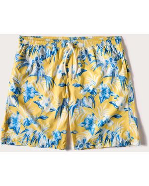 Yamamay Costume boxer lungo da uomo giallo con fiori Tropical - Bianco