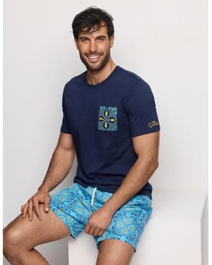 Yamamay Maglia in cotone da uomo Simpson - Blu