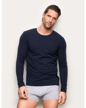 Yamamay Maglia girocollo a manica lunga uomo in cotone Supima Luxury - Blu