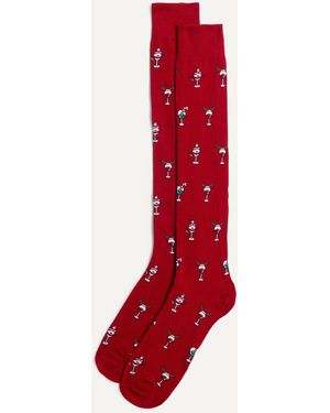 Yamamay Calze lunghe natalizie in maglia Hello Xmas - Rosso