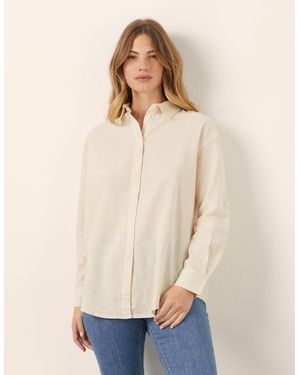 Yamamay Camicia da donna a maniche lunghe Cotton Linen - Neutro