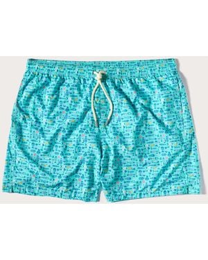 Yamamay Costume boxer celeste da uomo con pesci Tropical - Blu