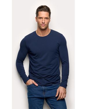 Yamamay Maglia manica lunga con TM Modal, Cotone e Seta - Blu