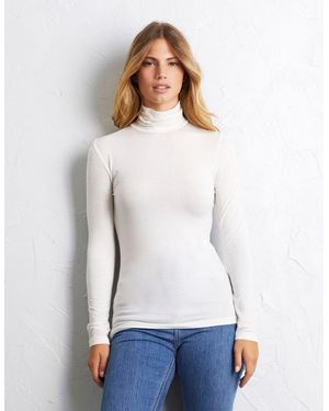 Yamamay Maglia con collo alto a maniche lunghe in jersey elasticizzato Basic con Cashmere - Bianco