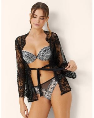 Yamamay Kimono corto in pizzo Cecile - Nero
