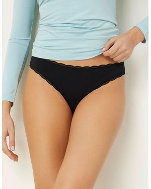 Yamamay Vicky stretch cotton Brazilian brief with lace - Blu
