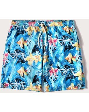 Yamamay Costume boxer lungo da uomo con stampa tropicale e con fiori Tropical - Blu