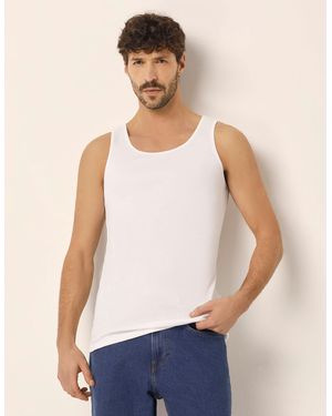 Yamamay Canotta in cotone a costine Daily Rib - Bianco
