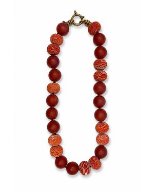 Don't Let Disco Coral Orb Beaded Necklace - Red