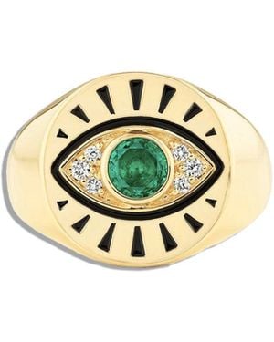 Kate Collins Protection Evil Eye Signet Emerald Ring - Metallic