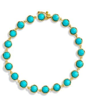 Irene Neuwirth Cabochon Kingman Turquoise Petite Classic Link Yellow Gold Bracelet - Metallic