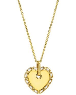 Suzanne Kalan Medium Heart With Diamond Frame Yellow Gold Necklace - Metallic