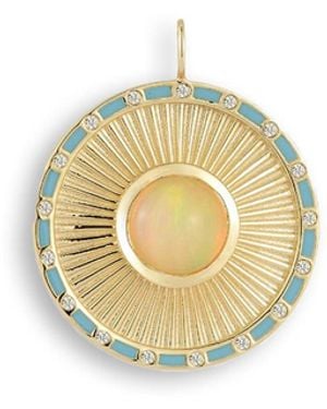 Kate Collins Opal Sunburst Clarity Yellow Gold Pendant - Metallic