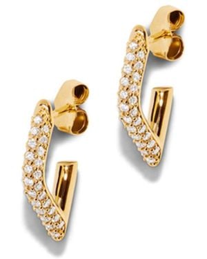 Sydney Evan Small Pave Marquise Eye Yellow Gold Hoops - Metallic