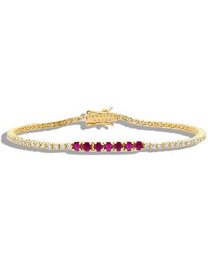 Jennifer Meyer 4-prong Diamond And Ruby Yellow Gold Tennis Bracelet - White