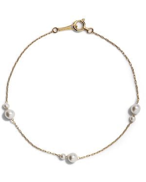 Mizuki Kissing Pearl Chain Yellow Gold Bracelet - White