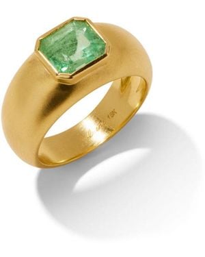 Irene Neuwirth One-of-a-kind Columbian Emerald Puffed Gold Ring - Metallic
