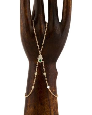 Jacquie Aiche Pave Diamond Emerald Hamsa Double Stem Finger Bracelet - Brown