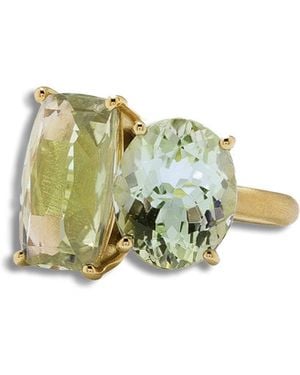 Irene Neuwirth Gemmy Gem Double Stone Tourmaline & Aquamarine Yellow Gold Ring - Green