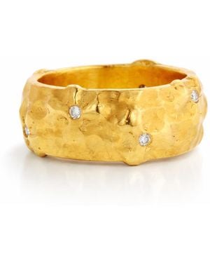 Cathy Waterman Applique Wildflower Diamond Yellow Gold Band