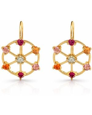 Cathy Waterman Multi-stone Small Ferris Wheel Yellow Gold Earrings - Multicolor